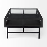 Mercana Arelius Coffee Table | Rectangular Black-Brown Wood | Black Metal | Rectangular