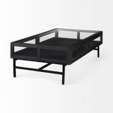 Mercana Arelius Coffee Table | Rectangular Black-Brown Wood | Black Metal | Rectangular