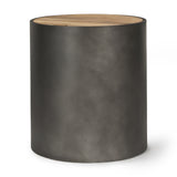 Mercana Eclipse End/Side Table Gunmetal Gray | Brown Wood