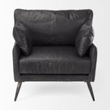 Mercana Cochrane Upholstered Chair Black Leather | Gray Iron