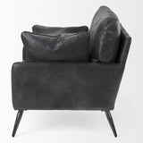 Mercana Cochrane Upholstered Chair Black Leather | Gray Iron