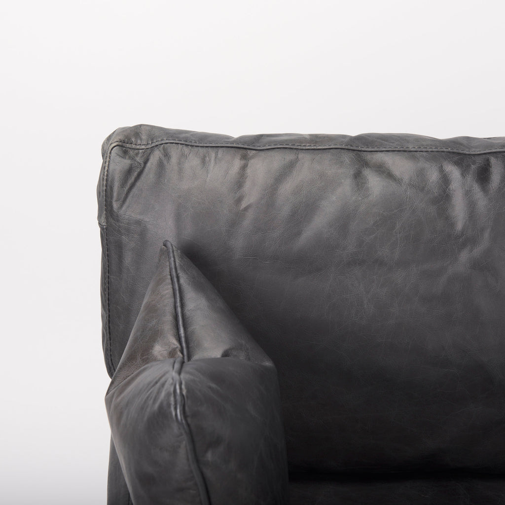 Mercana Cochrane Upholstered Chair Black Leather | Gray Iron