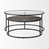 Mercana Arlo Coffee Tables Dark Brown Wood | Glass | Black Metal