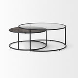 Mercana Arlo Coffee Tables Dark Brown Wood | Glass | Black Metal