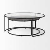 Mercana Arlo Coffee Tables Dark Brown Wood | Glass | Black Metal