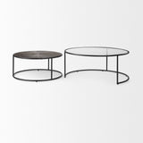 Mercana Arlo Coffee Tables Dark Brown Wood | Glass | Black Metal