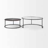 Mercana Arlo Coffee Tables Dark Brown Wood | Glass | Black Metal