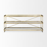 Mercana Trey Console Table Gold Metal | Glass