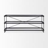 Mercana Trey Console Table Black Metal | Glass