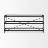 Mercana Trey Console Table Black Metal | Glass