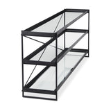 Mercana Trey Console Table Black Metal | Glass