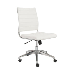 Axel Low Back Office Chair w/o Armrests in White with Aluminum Base