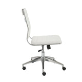 Axel Low Back Office Chair w/o Armrests in White with Aluminum Base