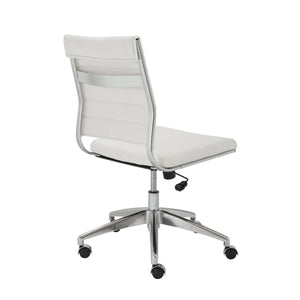 Axel Low Back Office Chair w/o Armrests in White with Aluminum Base