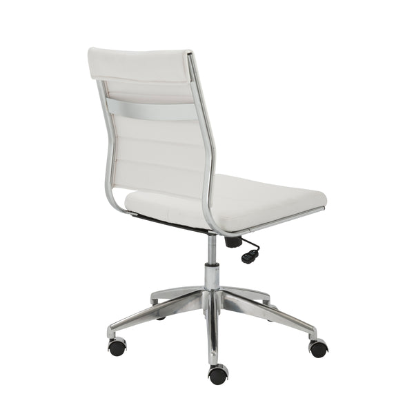 Axel Low Back Office Chair w/o Armrests in White with Aluminum Base