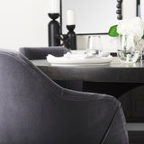 Mercana Ronald Dining Chair Gray Velvet | Black Wood (Armchair)