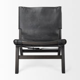 Mercana Elodie Accent Chair Black Leather | Black Stain Wood