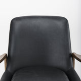 Mercana Westan Accent Chair Black Leather | Brown Wood