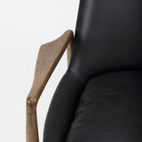 Mercana Westan Accent Chair Black Leather | Brown Wood