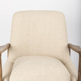 Mercana Westan Accent Chair Cream Bouclé Fabric | Brown Wood