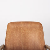 Mercana Westan Accent Chair Cognac Faux Leather | Brown Wood