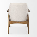 Mercana Westan Accent Chair Cream Fabric | Brown Wood