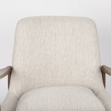 Mercana Westan Accent Chair Cream Fabric | Brown Wood