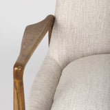 Mercana Westan Accent Chair Cream Fabric | Brown Wood