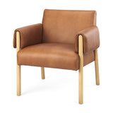 Mercana Ashton Accent Chair Brown Leather | Light Wood