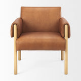 Mercana Ashton Accent Chair Brown Leather | Light Wood