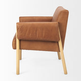 Mercana Ashton Accent Chair Brown Leather | Light Wood