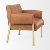 Mercana Ashton Accent Chair Brown Leather | Light Wood