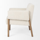 Mercana Ashton Accent Chair Cream Bouclé Fabric | Medium Brown Wood