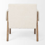 Mercana Ashton Accent Chair Cream Bouclé Fabric | Medium Brown Wood