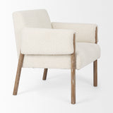 Mercana Ashton Accent Chair Cream Bouclé Fabric | Medium Brown Wood