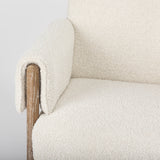 Mercana Ashton Accent Chair Cream Bouclé Fabric | Medium Brown Wood