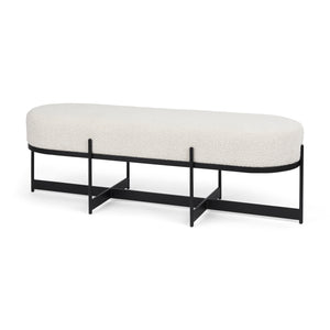 Mercana Amelia Bench  Cream Bouclé Fabric |  | Black Metal