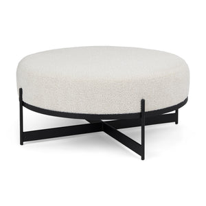 Mercana Amelia Ottoman Cream Bouclé Fabric |  Black Metal