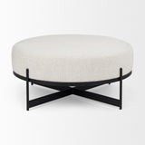 Mercana Amelia Ottoman Cream Bouclé Fabric |  Black Metal