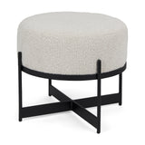 Mercana Amelia Ottoman Cream Bouclé Fabric |  Black Metal |  Small