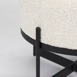 Mercana Amelia Ottoman Cream Bouclé Fabric |  Black Metal |  Small