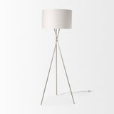 Mercana Ambrose Floor Lamp Silver Metal | Beige Shade 