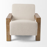 Mercana Sovereign Accent Chair Cream Fabric | Brown Wood