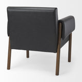 Mercana Ashton Accent Chair Black Faux Leather | Dark Brown Wood