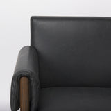 Mercana Ashton Accent Chair Black Faux Leather | Dark Brown Wood