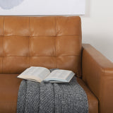 Mercana Olaf Sofa Tan Leather | Brown Wood