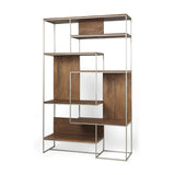 Mercana Morris 6-Tier Shelving Unit Brown Wood | Silver Metal