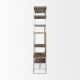 Mercana Morris 6-Tier Shelving Unit Brown Wood | Silver Metal