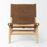 Mercana Elodie Accent Chair Brown Leather | Natural Wood 