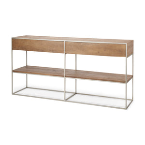 Mercana Morris Console Table Brown Wood | Silver Metal